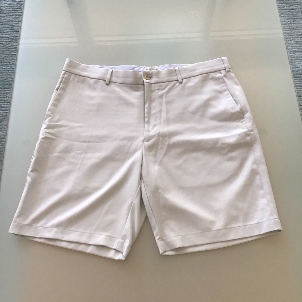 Peter Millar Salem Performance British Gray Flat Front Shorts 38 9" inseam Golf